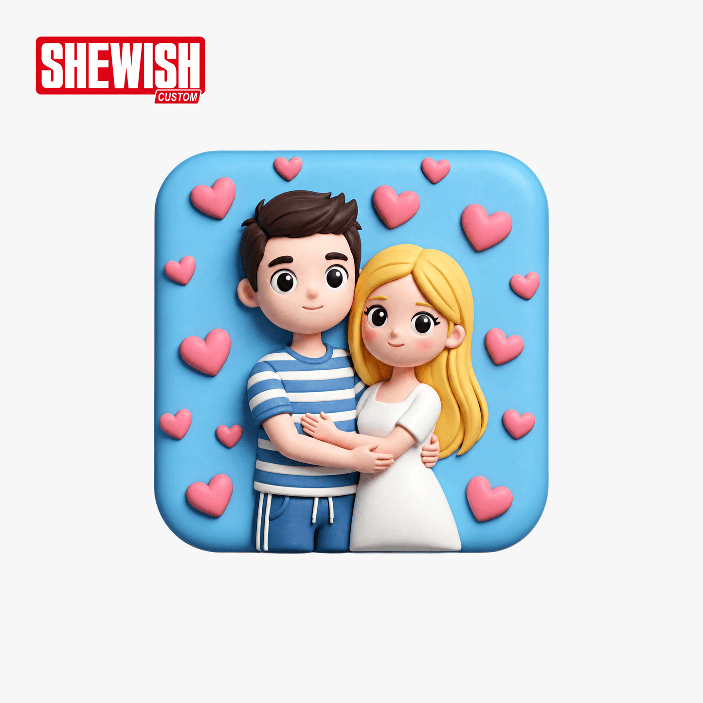 Custom 3D Square Couple Fridge Magnets