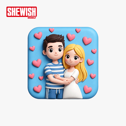 Custom 3D Square Couple Fridge Magnets
