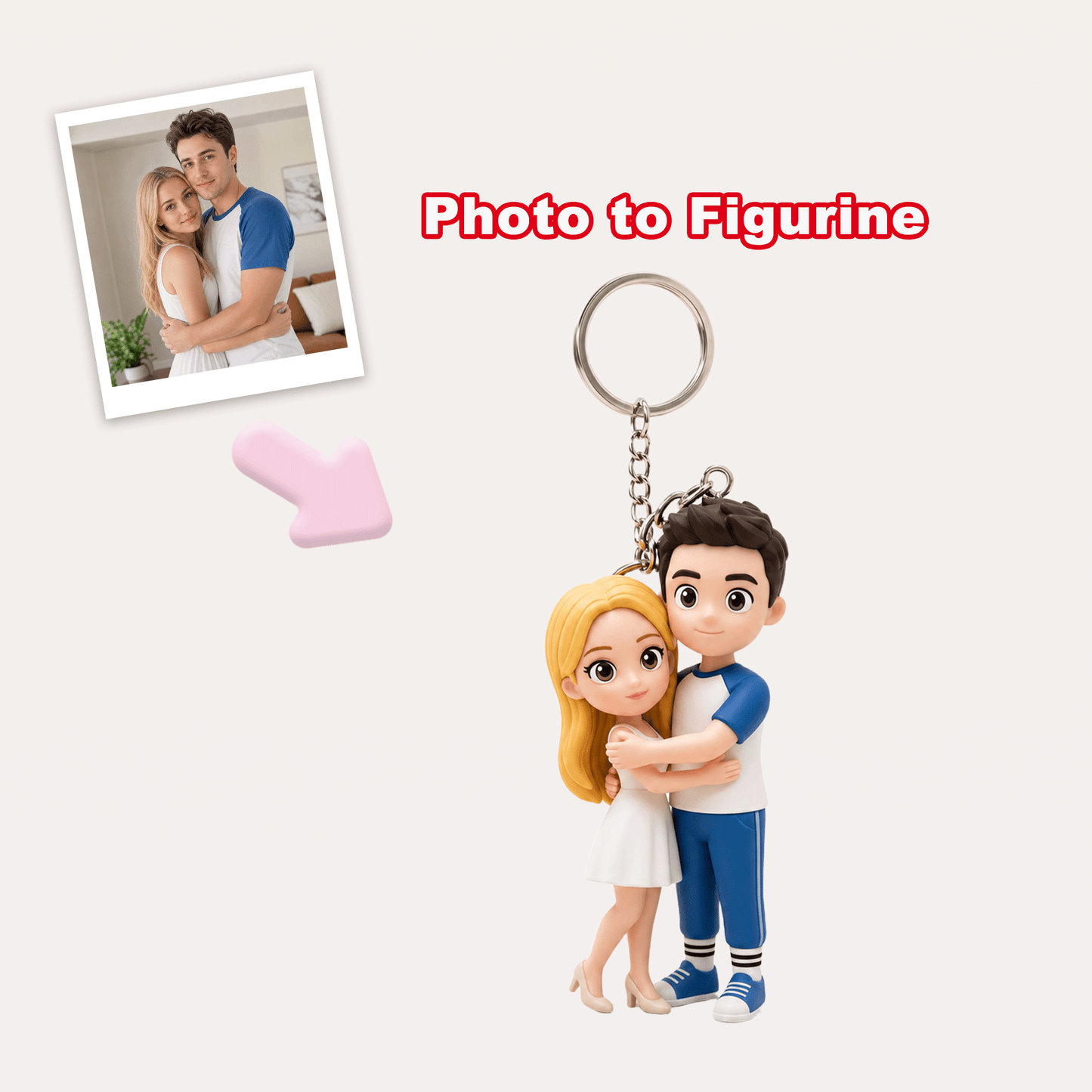 Custom 3D Couple Figure Keychain / Bag Charm