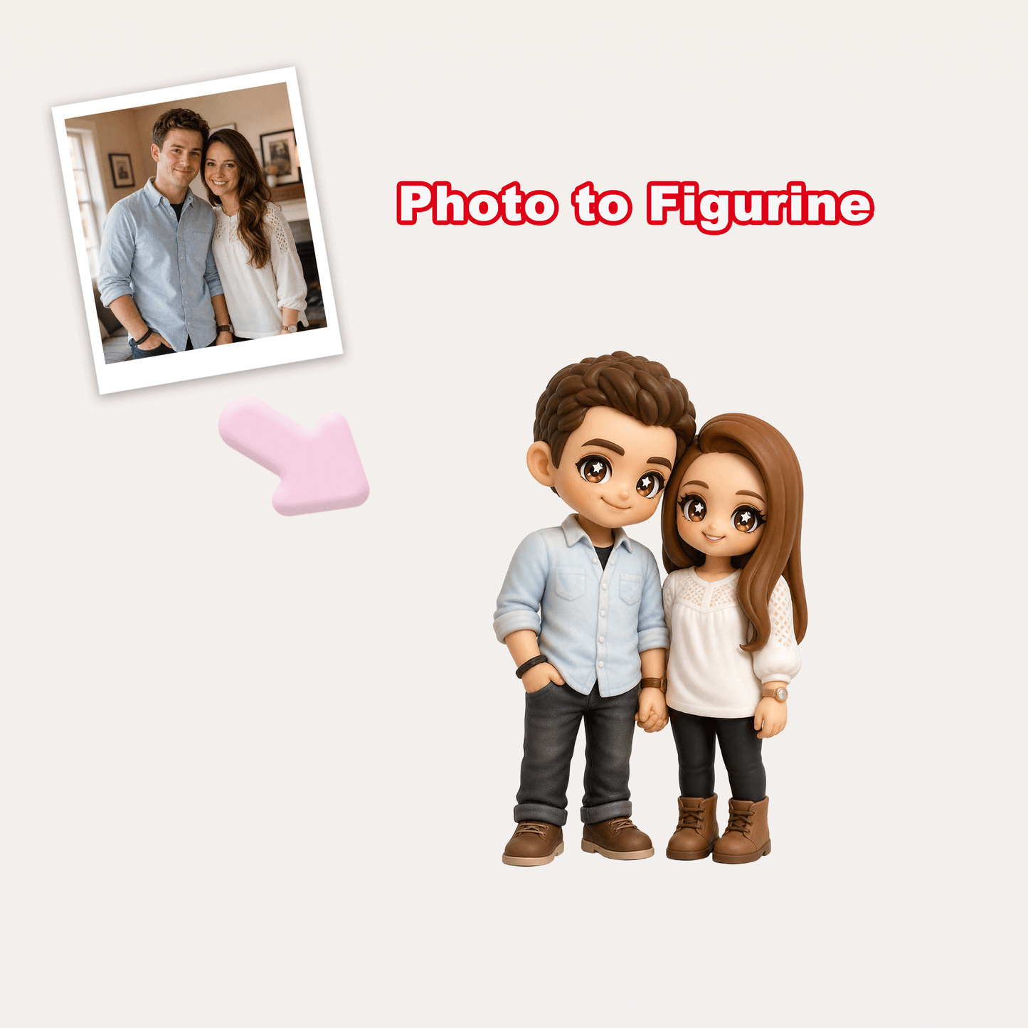 Custom 3D Cartoon Couple Figure for Him and Her