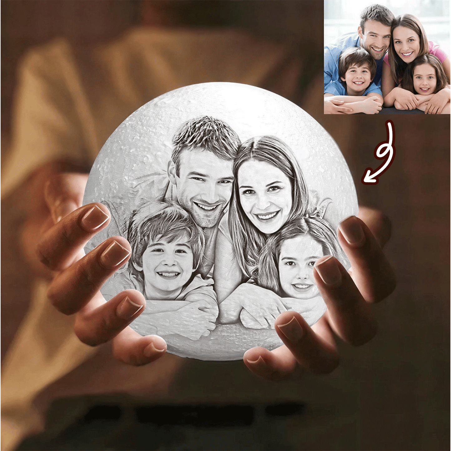 Personalized 3D Photo Moon Lamp Romantic Gift -Custom Gifts