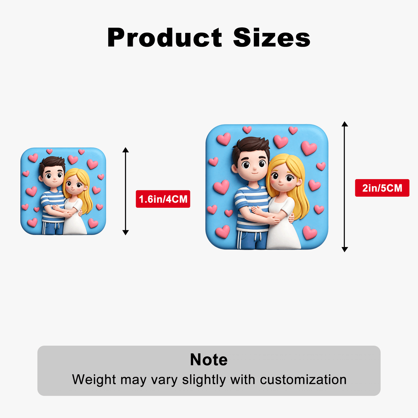 Custom 3D Square Couple Fridge Magnets