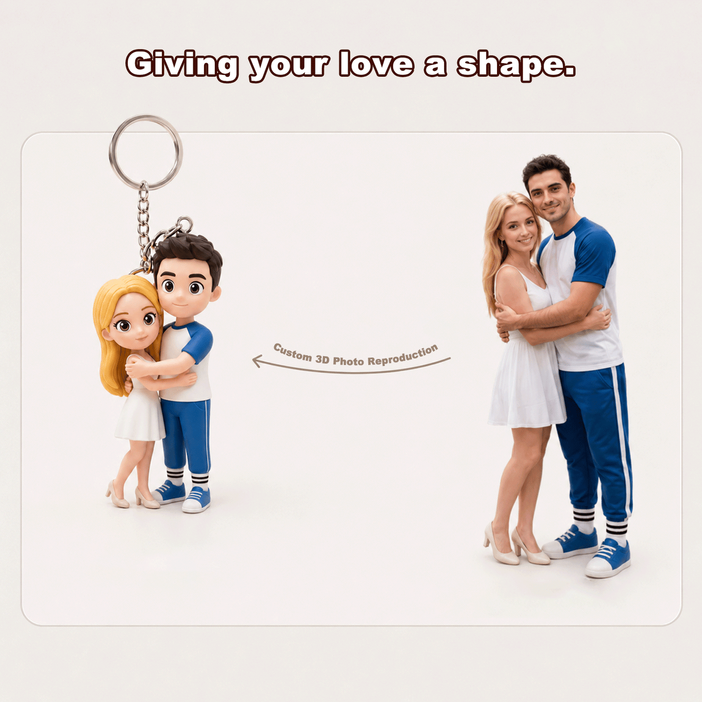 Custom 3D Couple Figure Keychain / Bag Charm