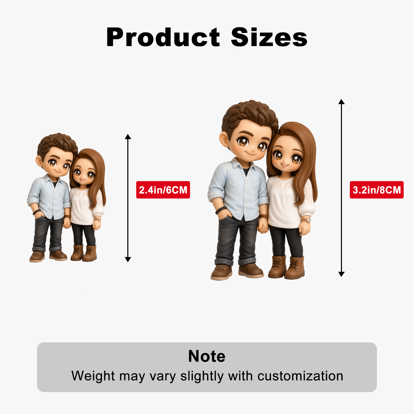 Custom 3D Cartoon Couple Figure for Him and Her