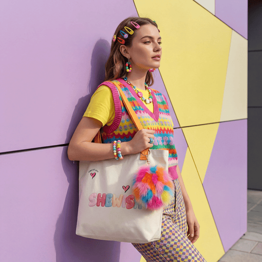 Dopamine Colors: Balloon Font - Original Graphic Tote Bag Cute Everyday Bag