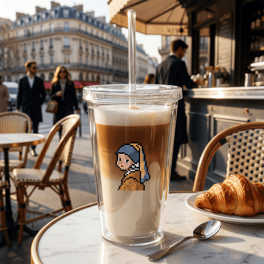 Me-Gallery: Pixie - Original Graphic Clear Plastic Tumbler for Iced Coffee